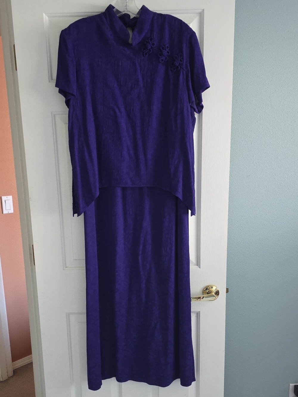S.L. Fashions Purple Maxi Dress with Short Overlay Top